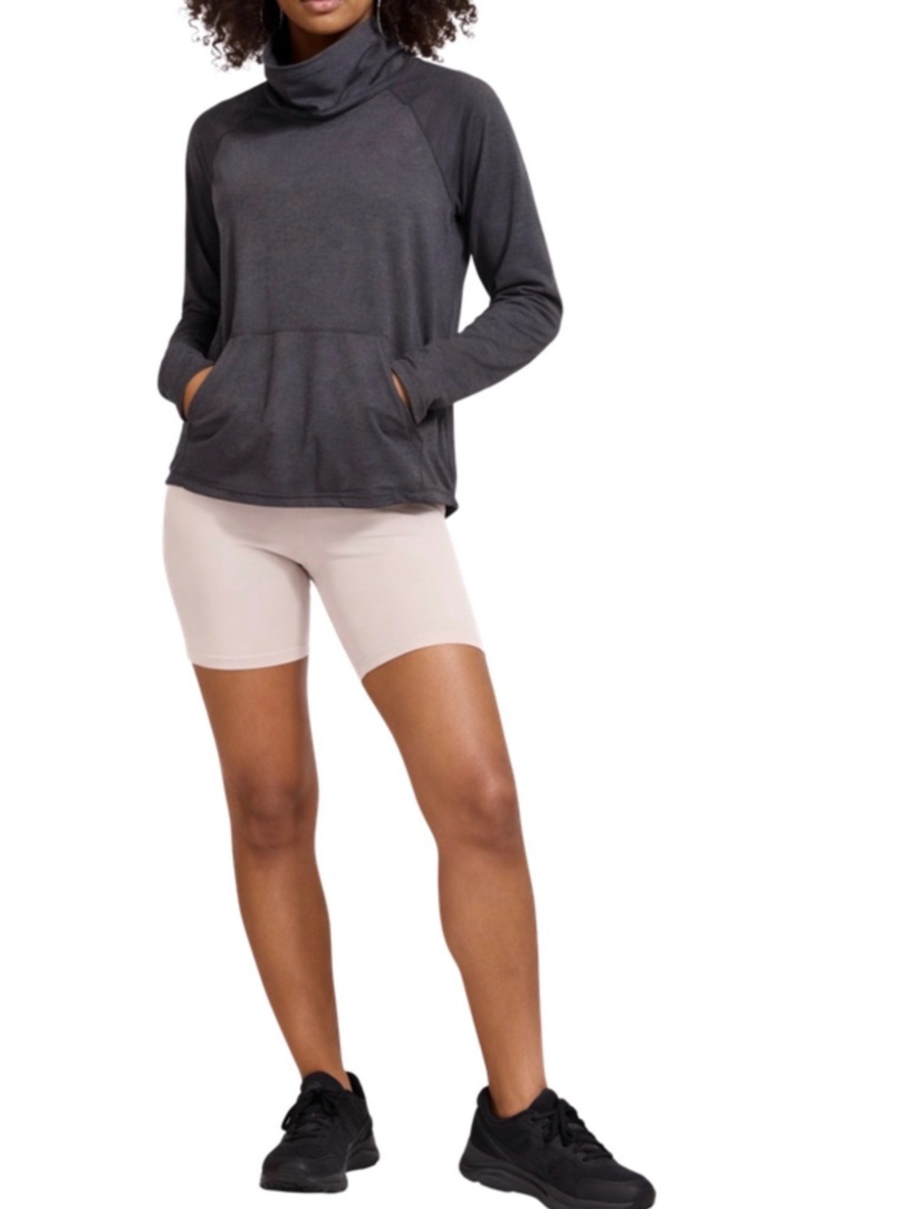 Eddie Bauer Funnel Neck Elevated Gray Active Wear Top Minimalist Women’s S